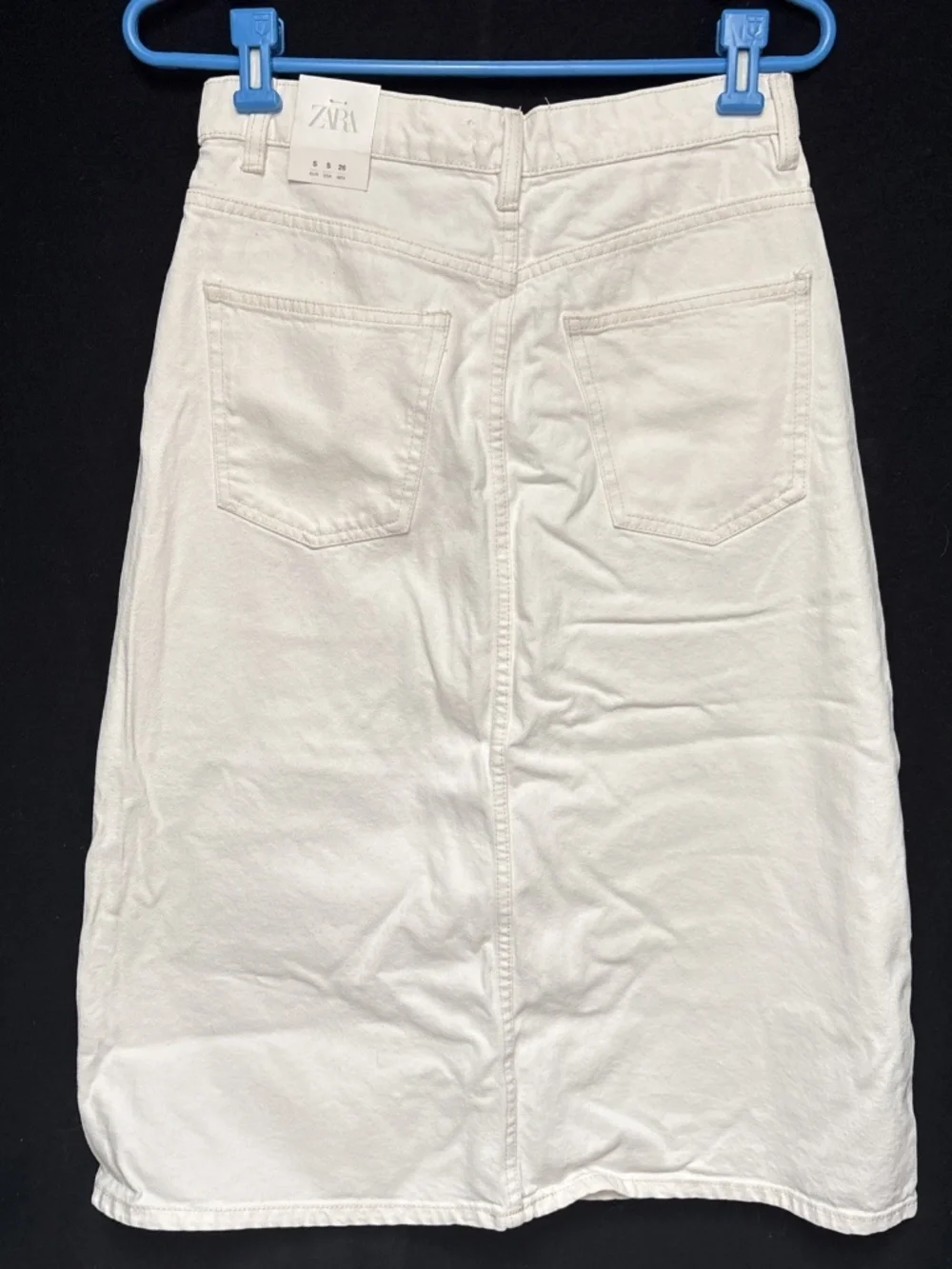 NWT Flaw ZARA Size S White Denim Midi Jean Skirt 100% Cotton High Rise A Line
